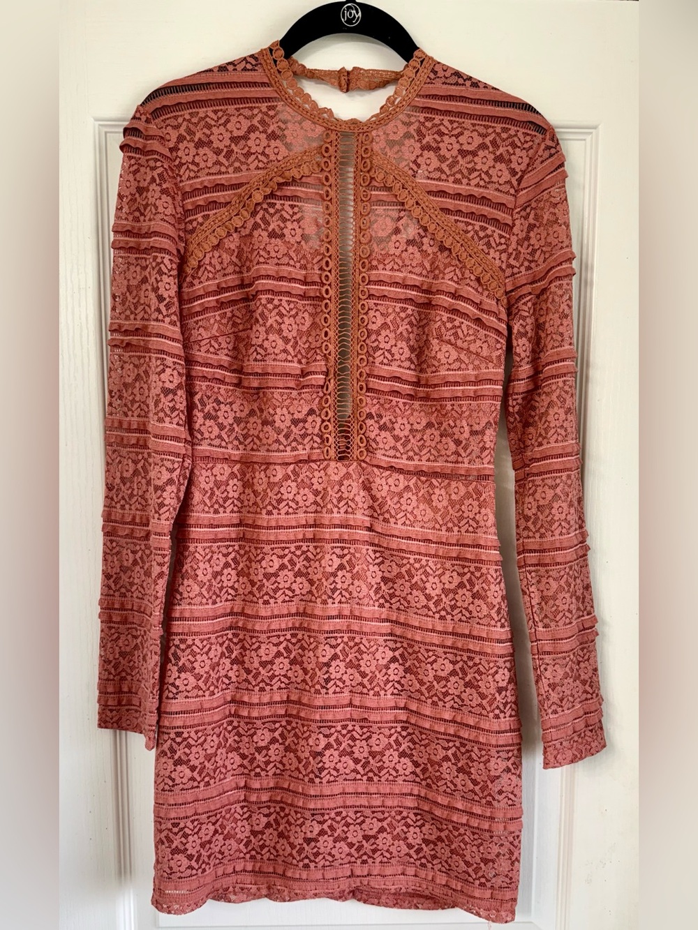 Krush Rosewood Lace Long Sleeve Mini Dress